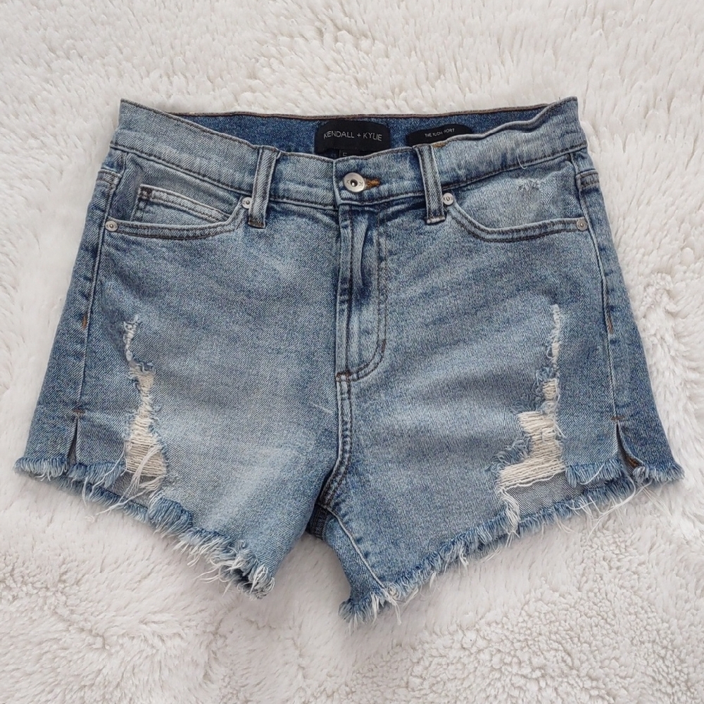 Kendall & Kylie Women's Blue Denim Shorts - Picture 1 of 13